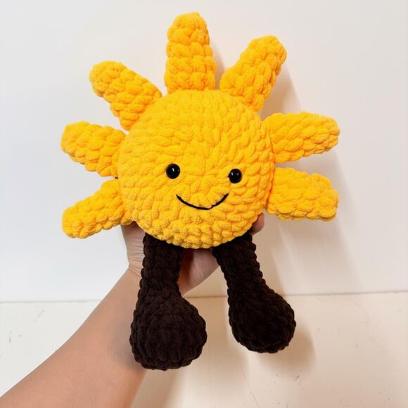 Handmade Crochet Sun Plushie Toy Inspired by Jellycat Style, Sunshine Baby Gift - Picture 3 of 9